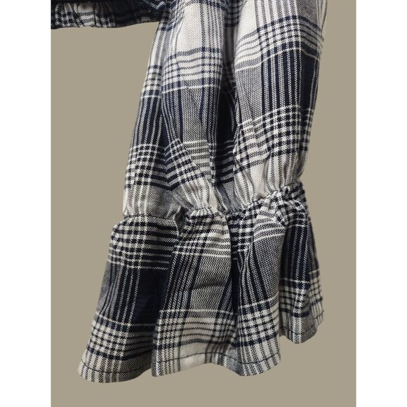 Blue Rain By Francescas Blue and White Plaid Button-Front Long Sleeve Top XL - Picture 6 of 6